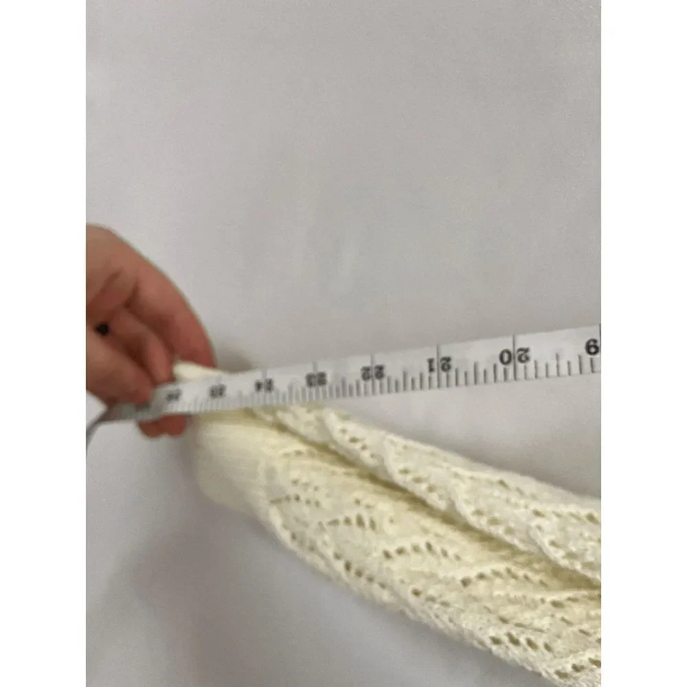 Womens Tunic Open Knit Long Sleeve Scoop neck Sweater Beige - Picture 3 of 7